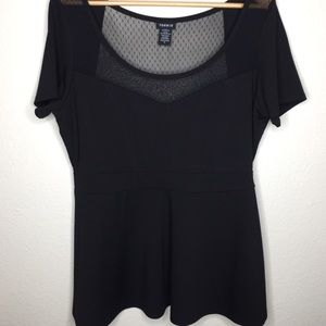 Torrid Short Sleeve Scoop Neck Peplum Lace Blouse